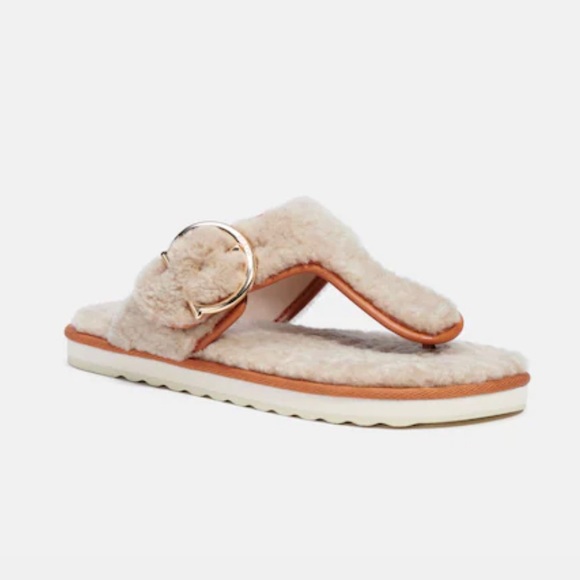 Coach Shoes - COACH Hollie flip flops size 7.5 color natural